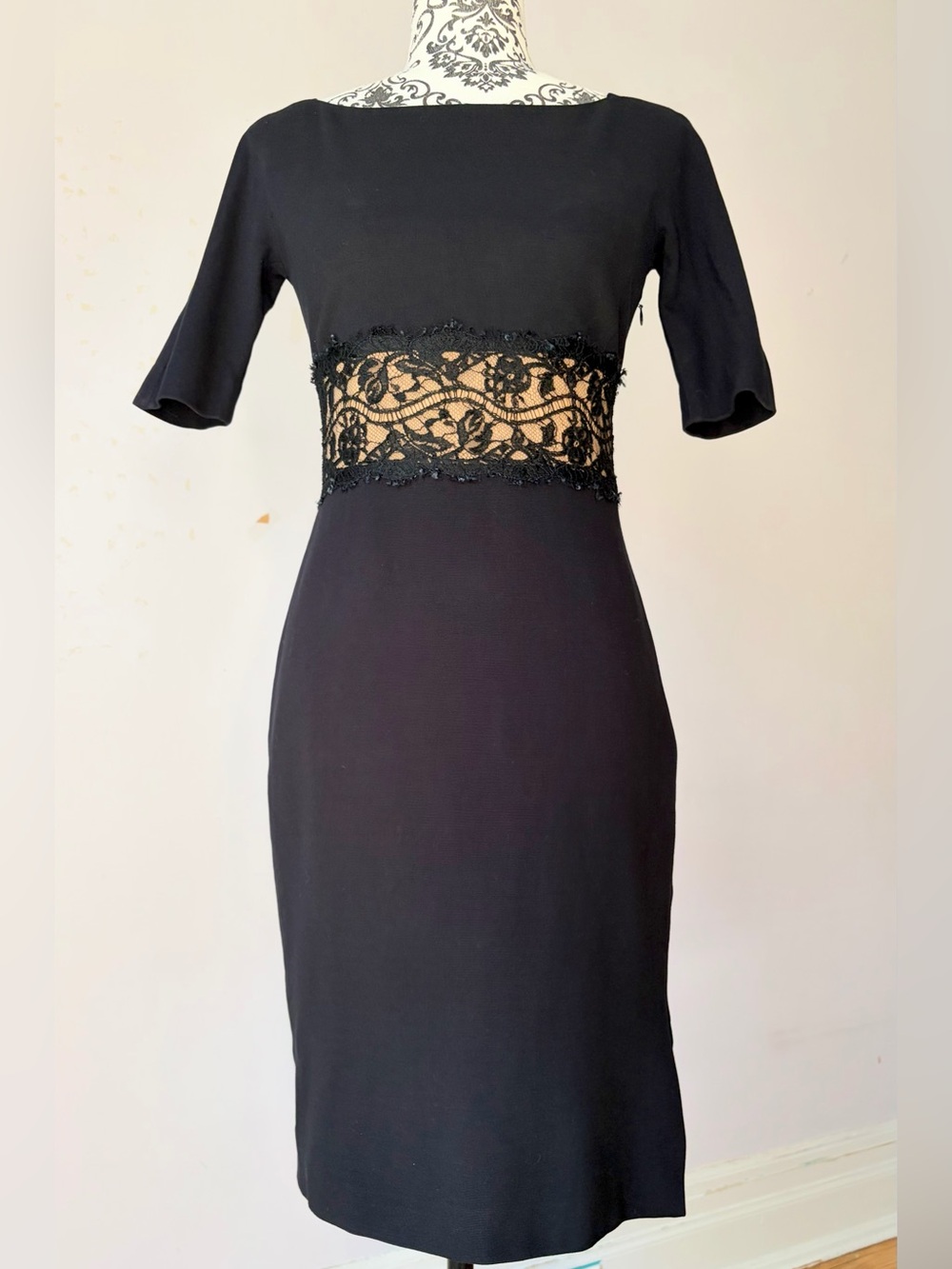 Authentic Emilio Pucci 31R135 Lace Waist Midi Dress Black Size 6 - Picture 3 of 8
